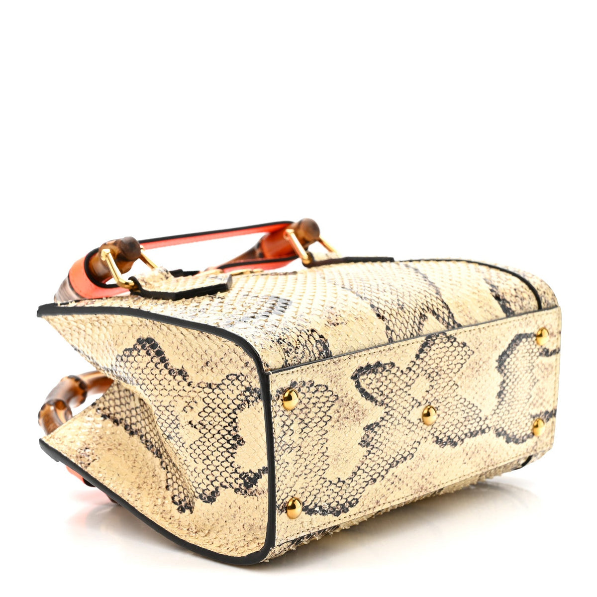 Snakeskin Mini Diana Tote Bag Beige