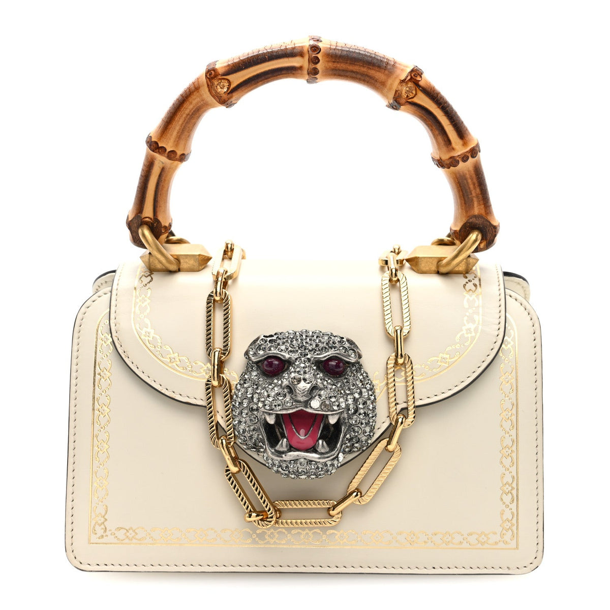 Calfskin Bamboo Mini Thiara Top Handle Bag White