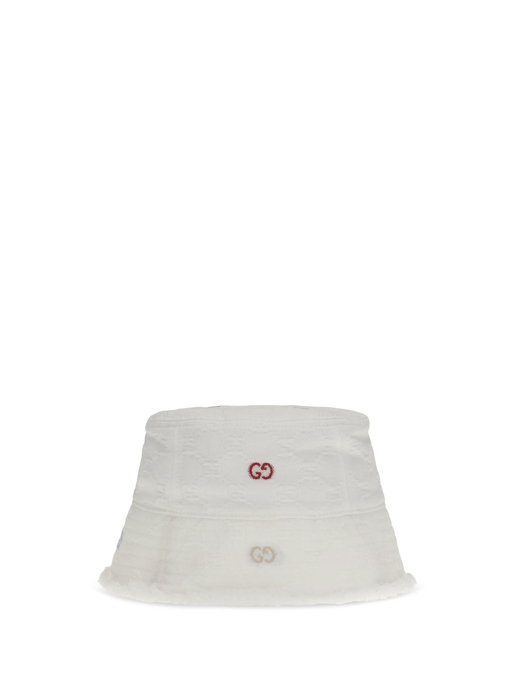 Gucci 8600053HBH7 Logo-Embroidered Cotton Bucket Hat — White