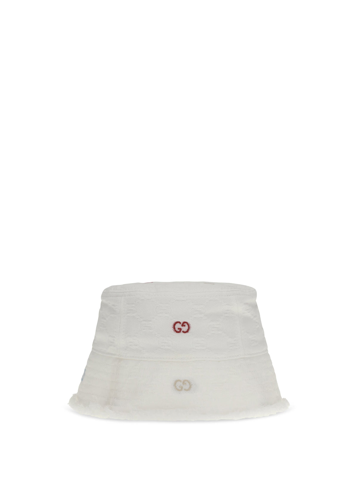 Gucci 8600053HBH7 Logo-Embroidered Cotton Bucket Hat — White