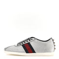 Glitter Fabric Studded Web Womens Sneakers 37 Silver