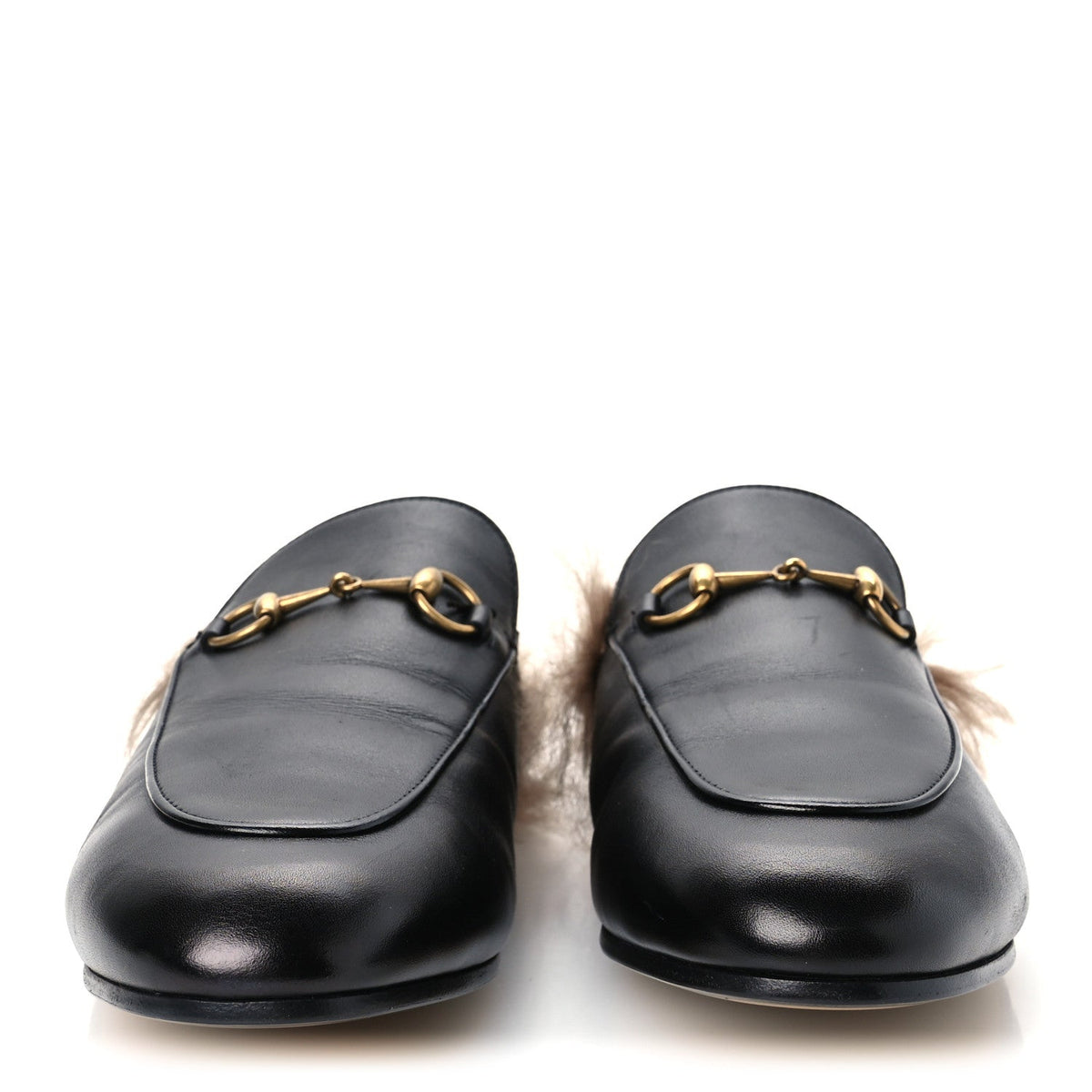 Calfskin Fur Womens Princetown Slippers 42 Black