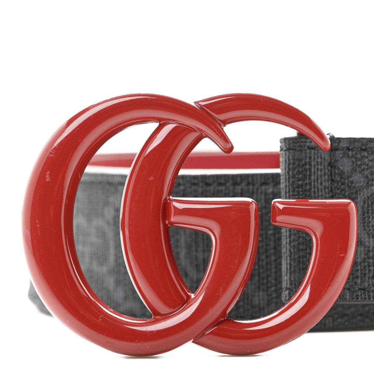 GG Supreme Enamel Double G 30mm Belt 85 34 Black New Cherry Red