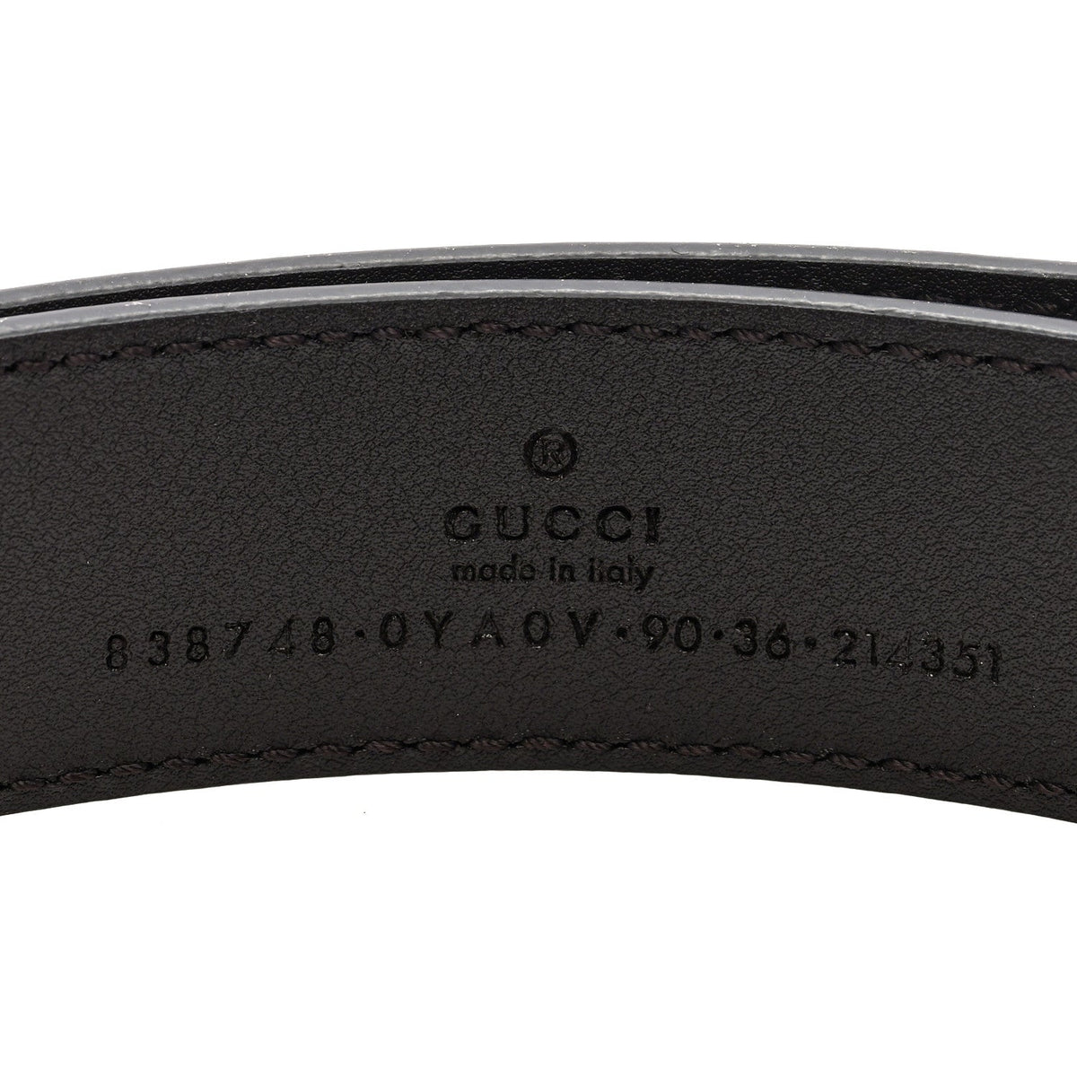 Plutone Calfskin Plaque GG 30mm Belt 90 36 Cocoa