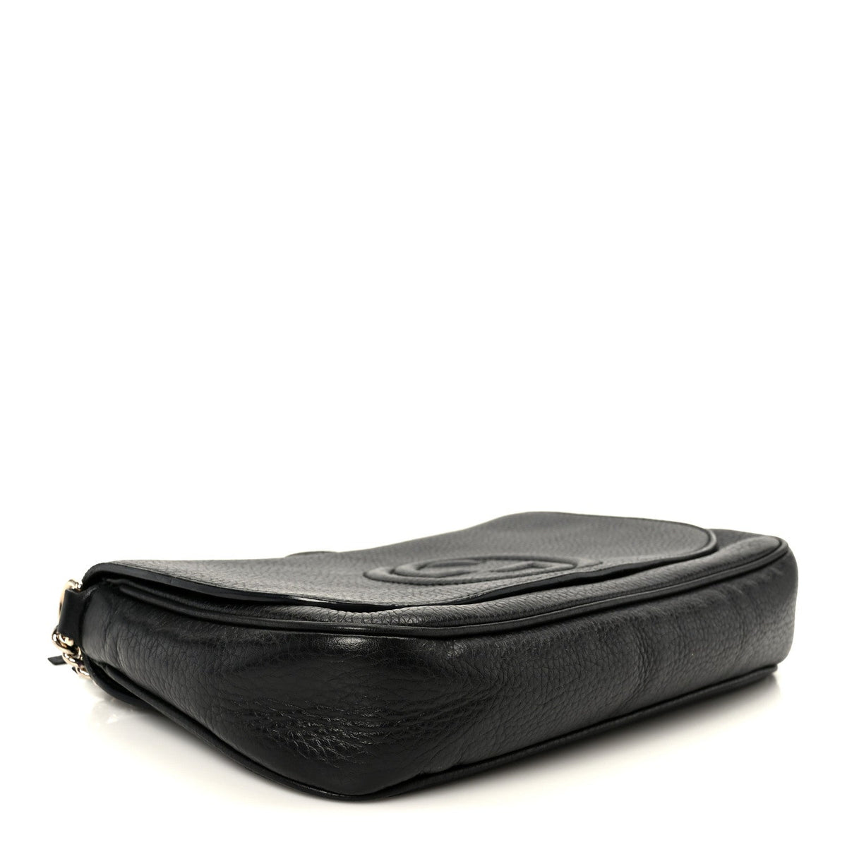 Pebbled Calfskin Medium Soho Flap Crossbody Black