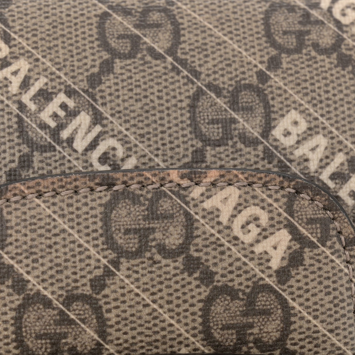 X BALENCIAGA GG Supreme Monogram Web Logo Print Mini Horsebit 1955 Shoulder Bag Beige Ebony