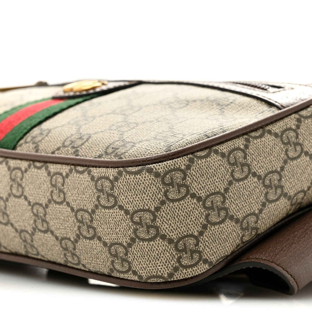 Soft GG Supreme Monogram Medium Ophidia Belt Bag Dark Brown