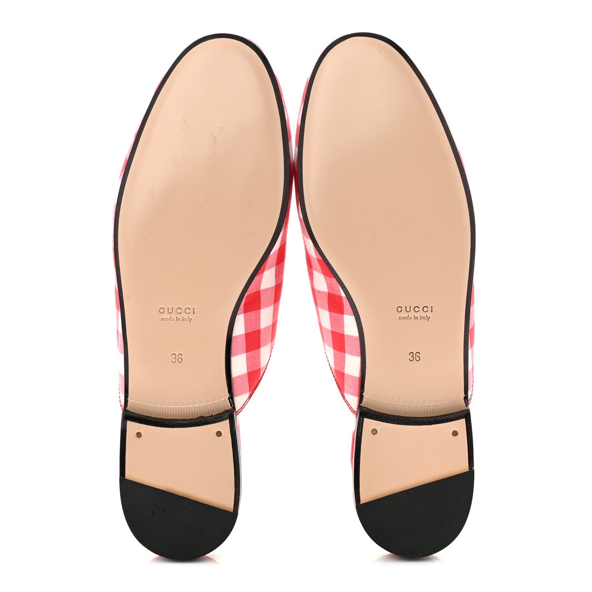 Cotton Gingham Womens Princetown Slippers 36 White Red