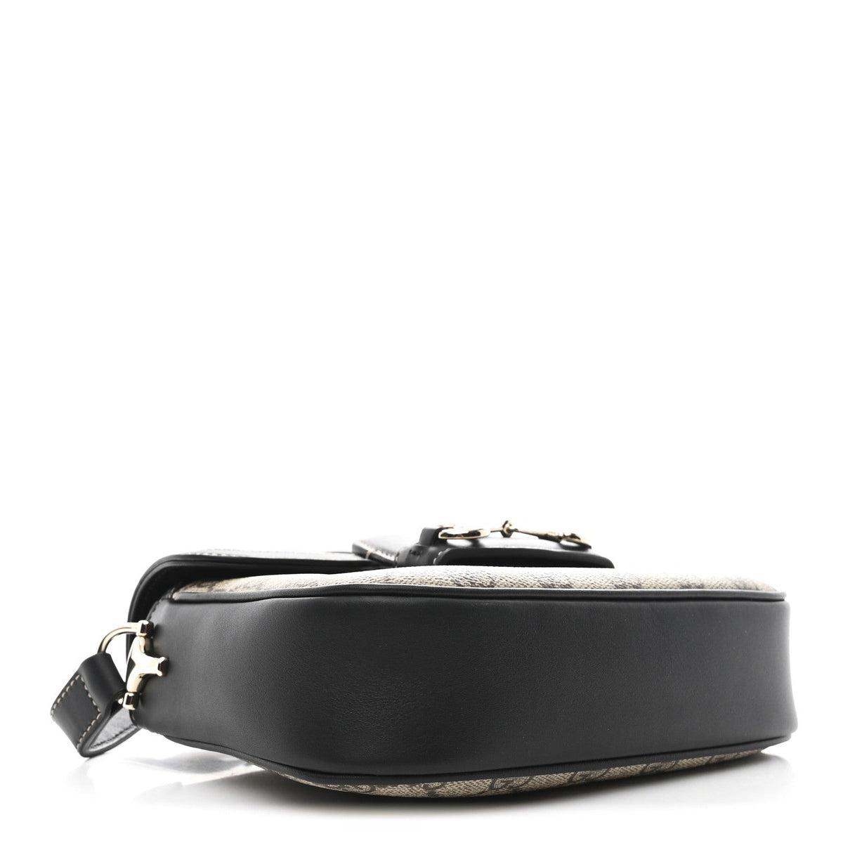 GG Supreme Monogram Horsebit 1955 Soft Small Shoulder Bag Beige Black