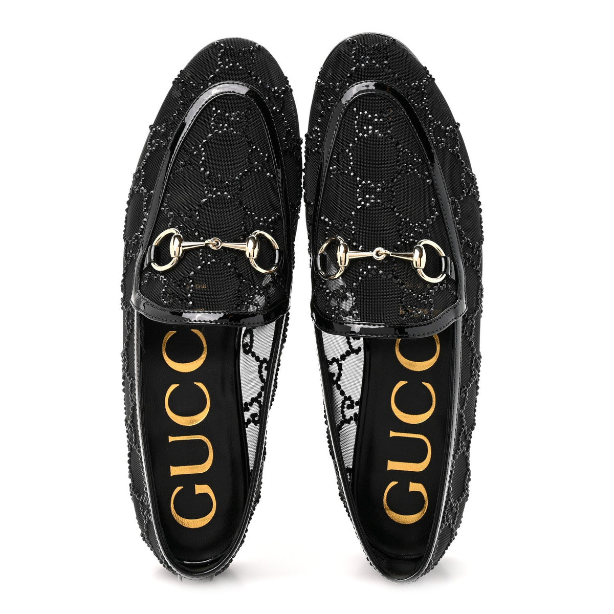 Tela Retino Kid Scamosciato Crystal GG Monogram Jordaan Loafer 35.5 Black