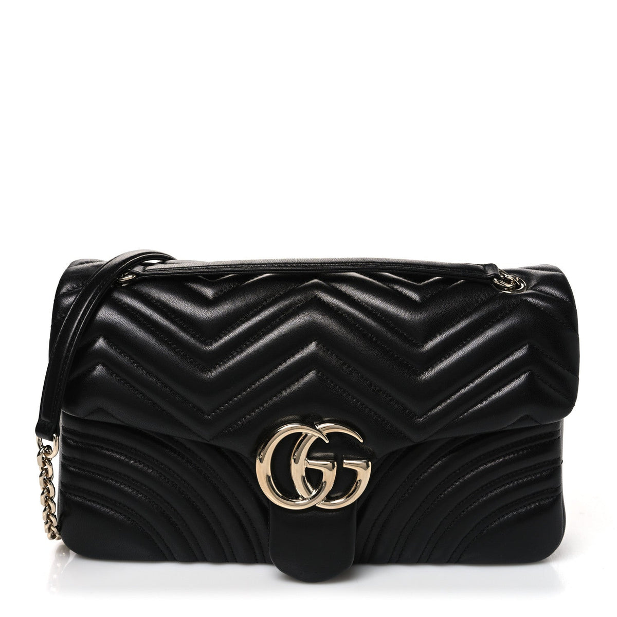 Lambskin Matelasse Large GG Marmont Shoulder Bag Black