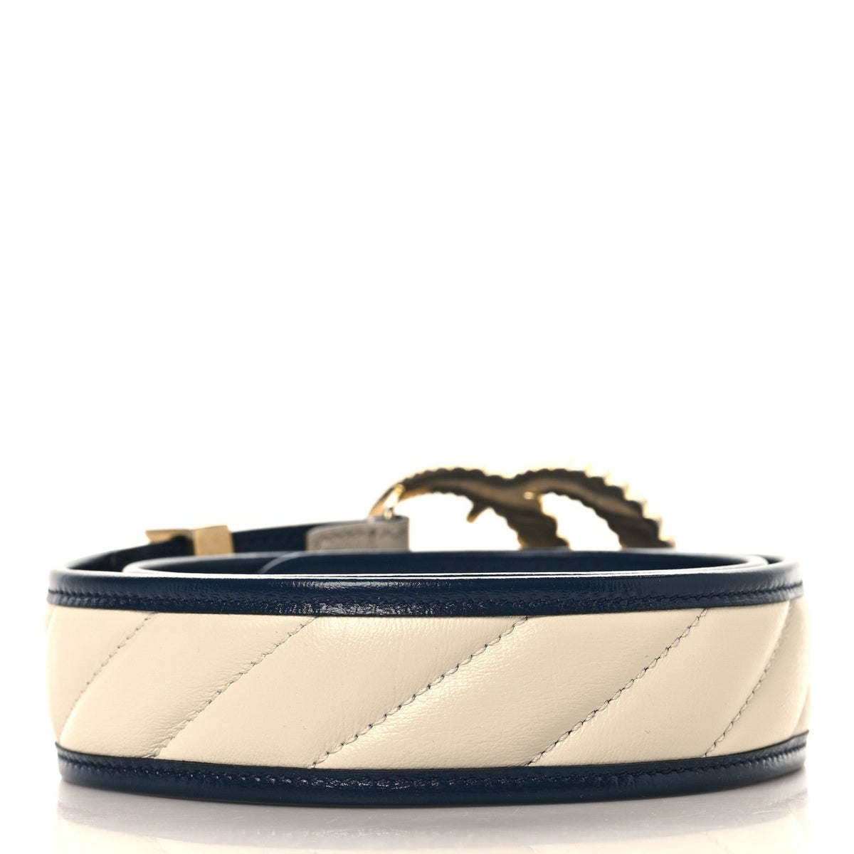 Azalea Calfskin Matelasse Diagonal Torchon Double G 40mm Belt 75 30 Mystic White Blue Agata 75/30 Mystic White Blue Agata