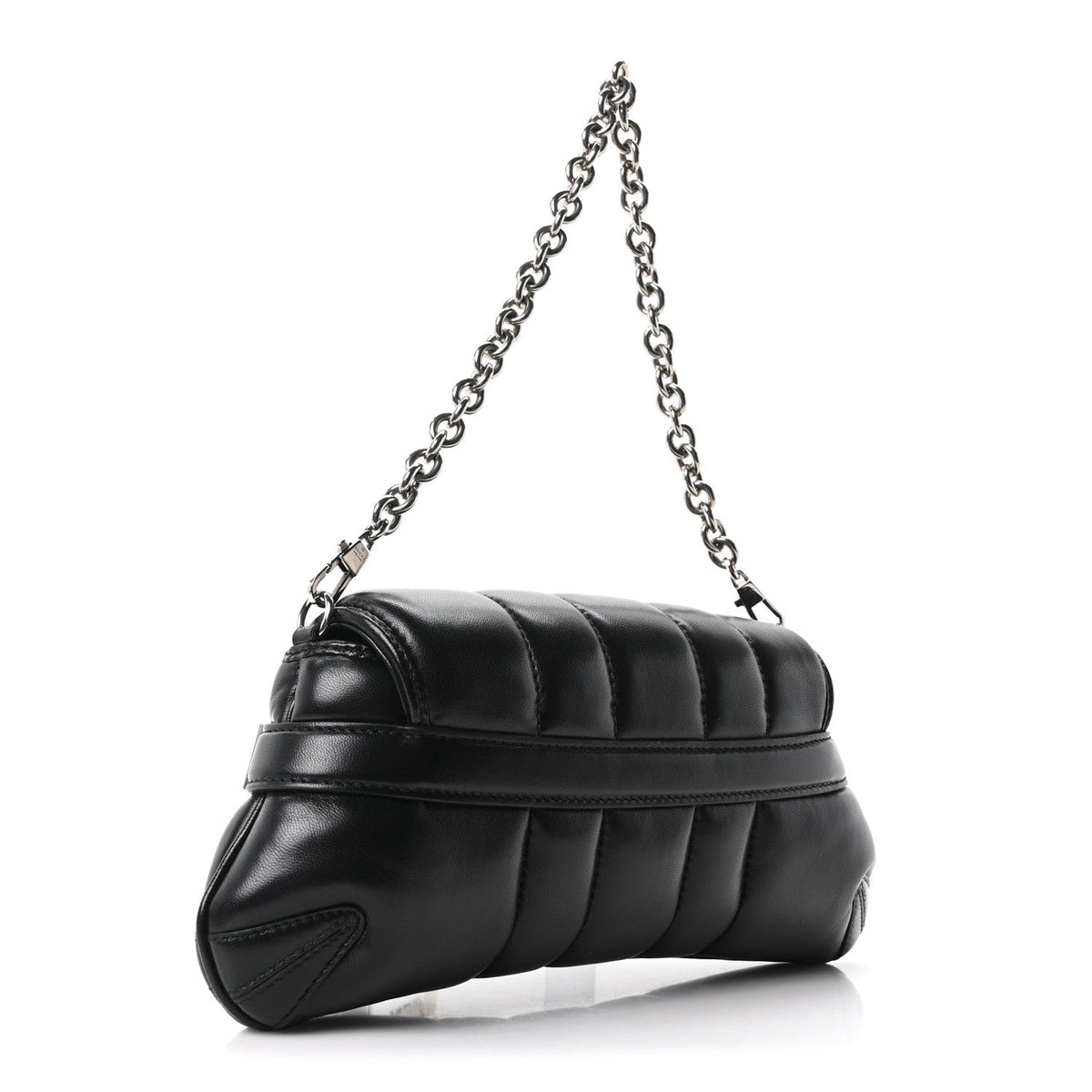 Nappa Vertical Matelasse Small Maxi Horsebit Chain Shoulder Bag Black
