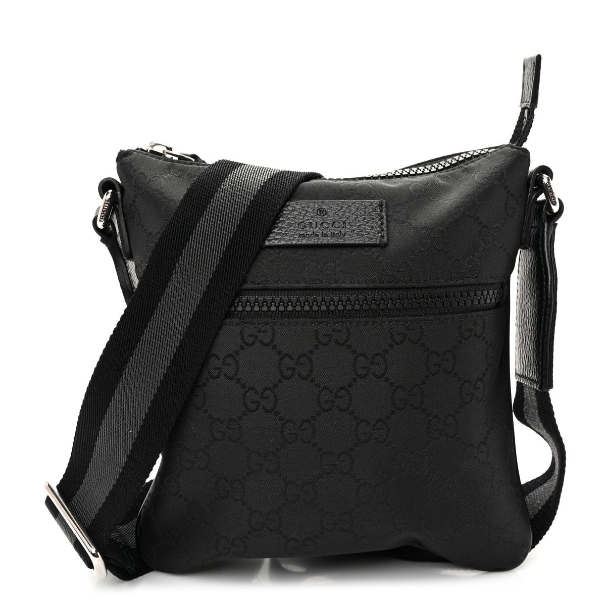Nylon Monogram Mini Flat Messenger Bag Black