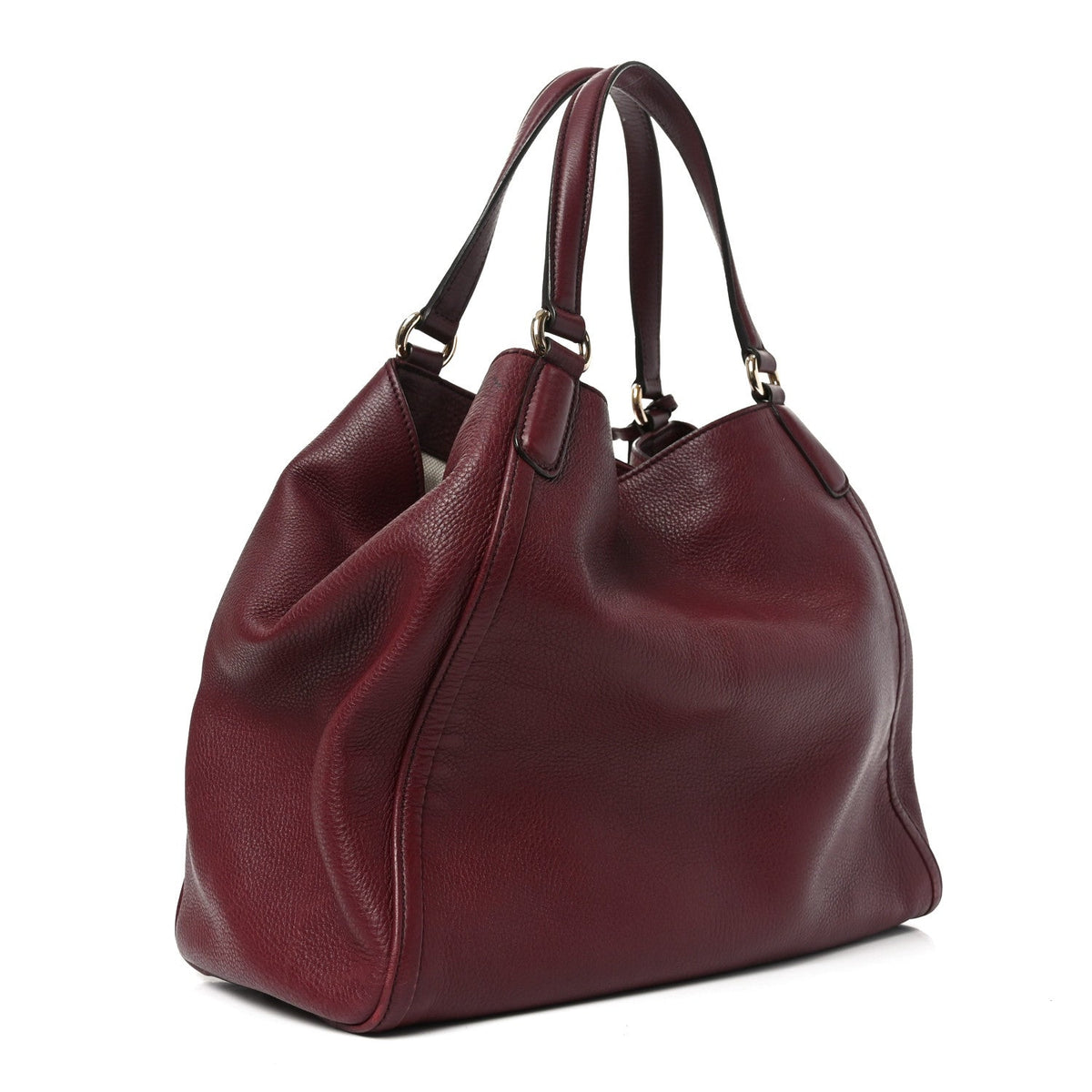 Pebbled Calfskin Medium Soho Shoulder Bag Bordeaux