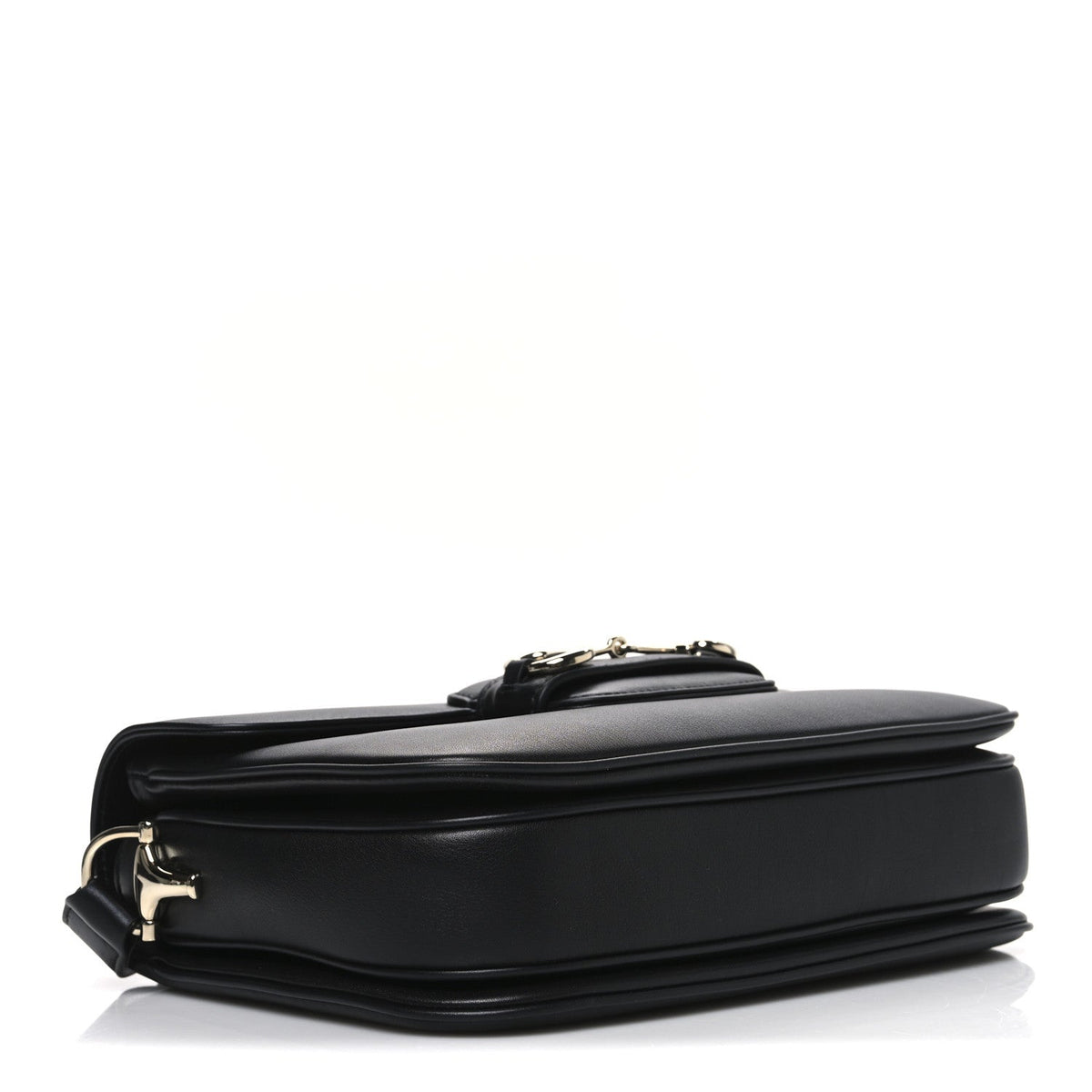Ciny Lux Calfskin Horsebit 1955 Soft Small Shoulder Bag Black