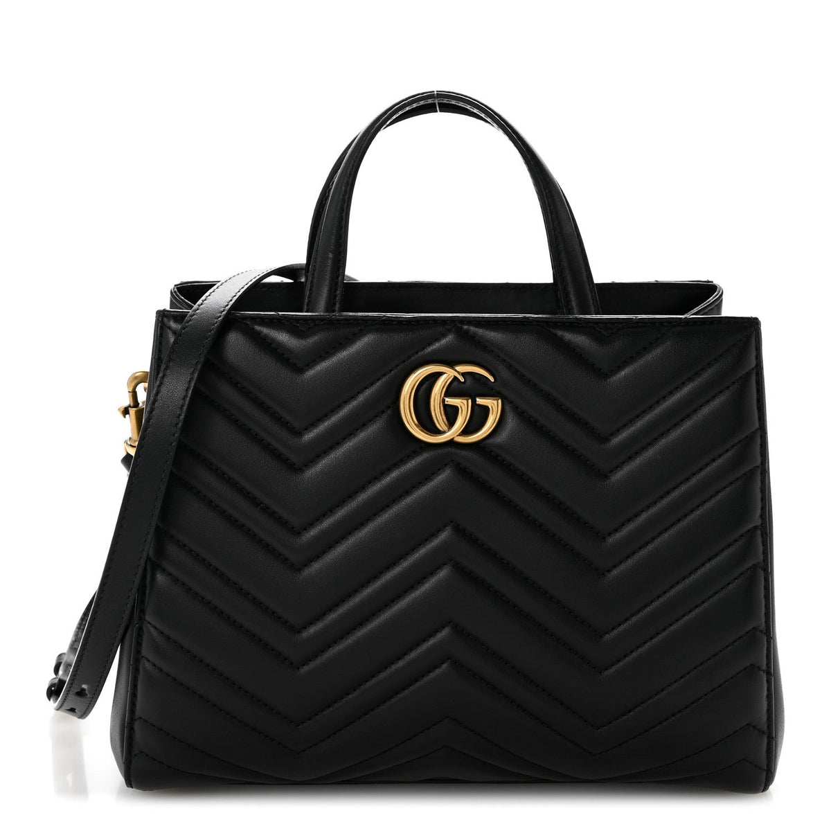 Calfskin Matelasse Small GG Marmont Tote Black