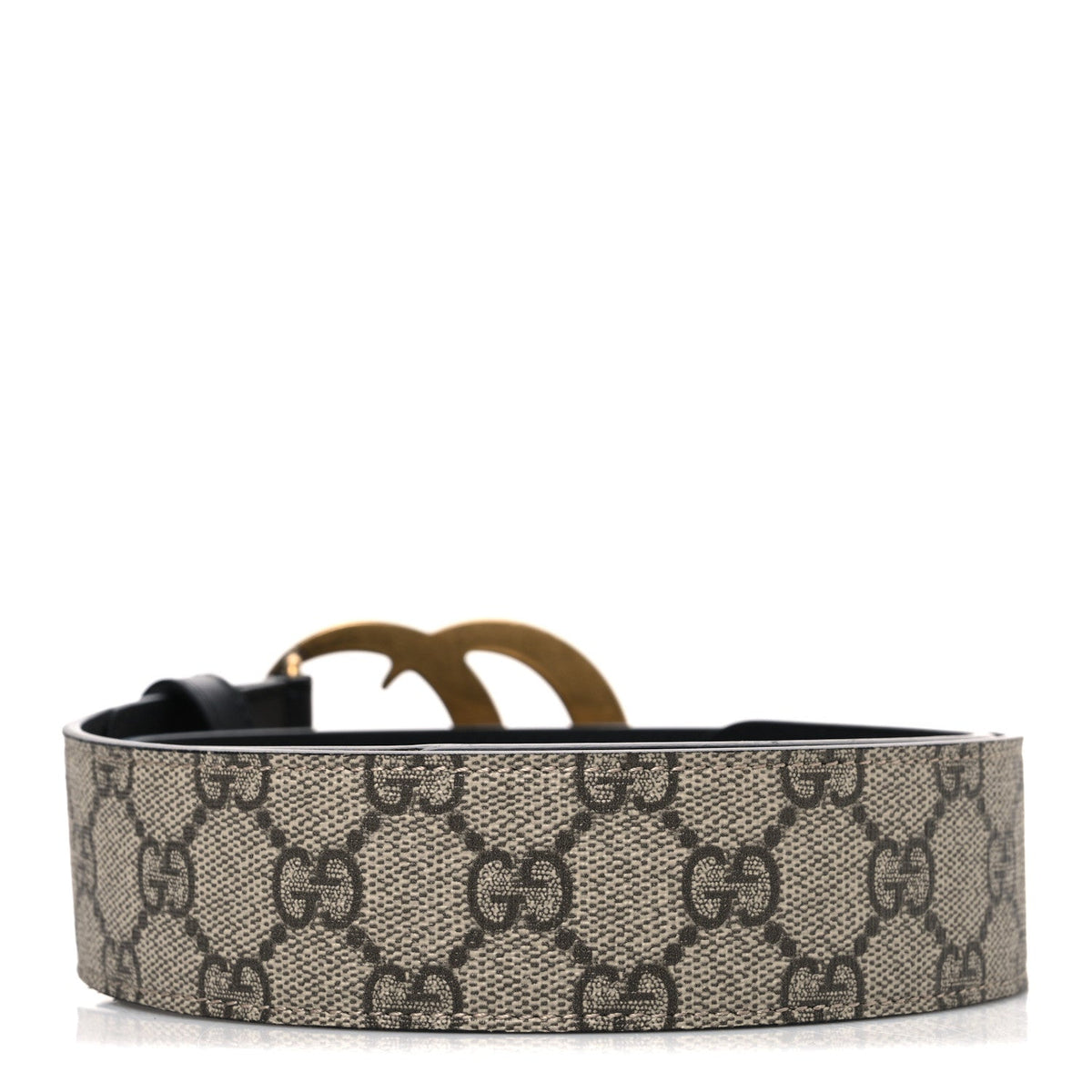 GG Supreme Monogram Matte Plutone Calfskin Double G 40mm Belt 75 30 Beige Ebony Black