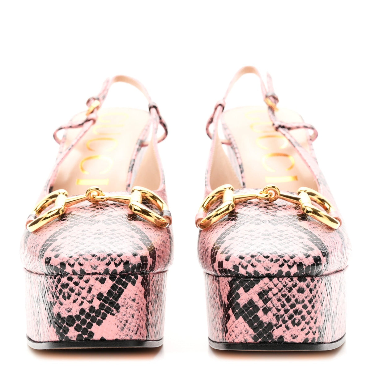 Calfskin Python Print Horsebit Platform 35/120mm Slingback Pumps 41 Wild Rose