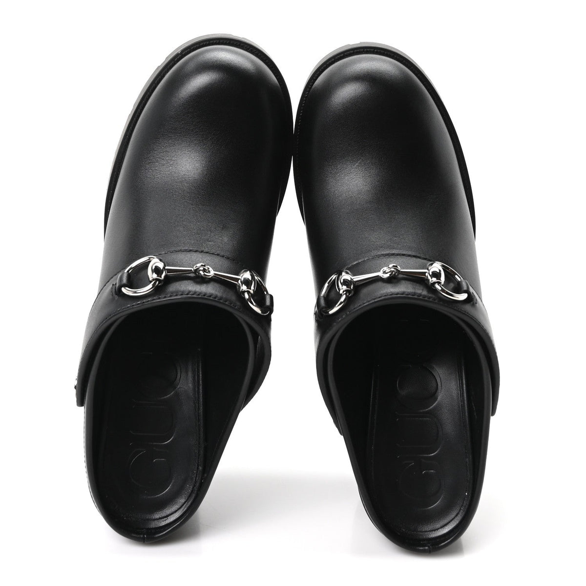 Real Betis Glamour Calfskin Horsebit Platform Mules 37 Black
