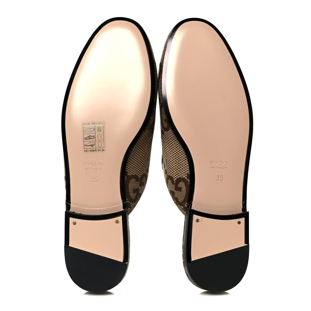 Monogram Jumbo GG Malaga Kid Womens Princetown Slippers 35 Camel Ebony New Acero Beige