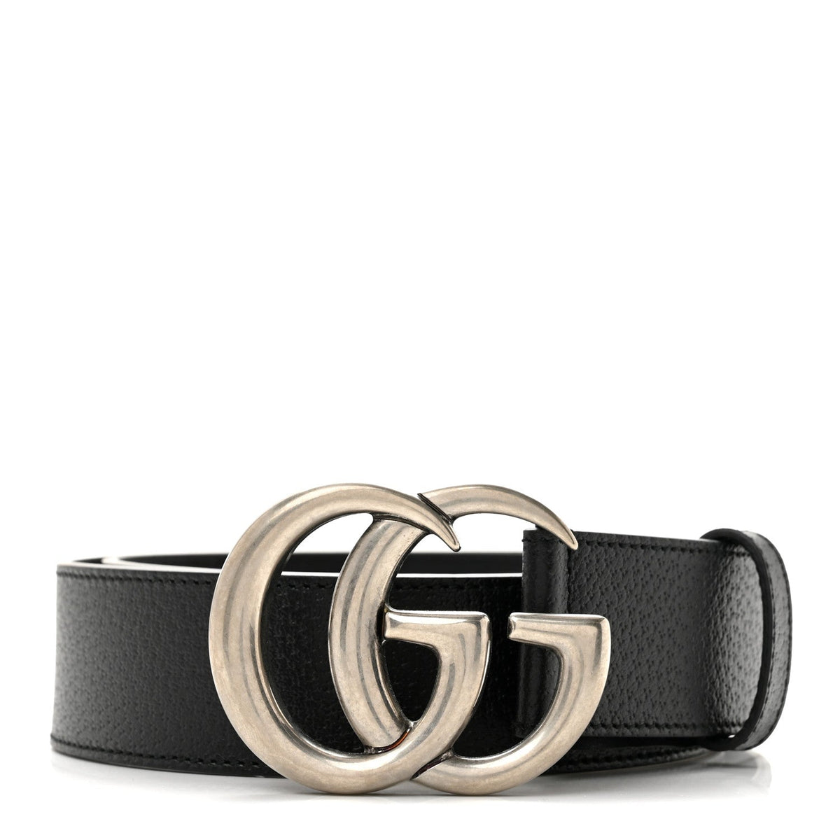 Textured Dollar Calfskin Nickel Double G 40mm Belt 85 34 Black
