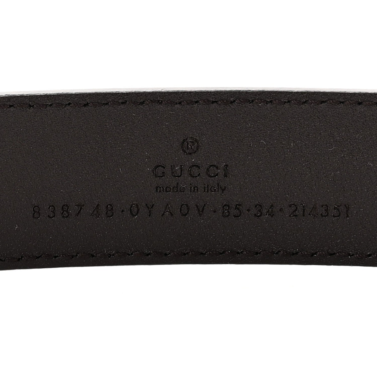 Plutone Calfskin Plaque GG 30mm Belt 85 34 Cocoa