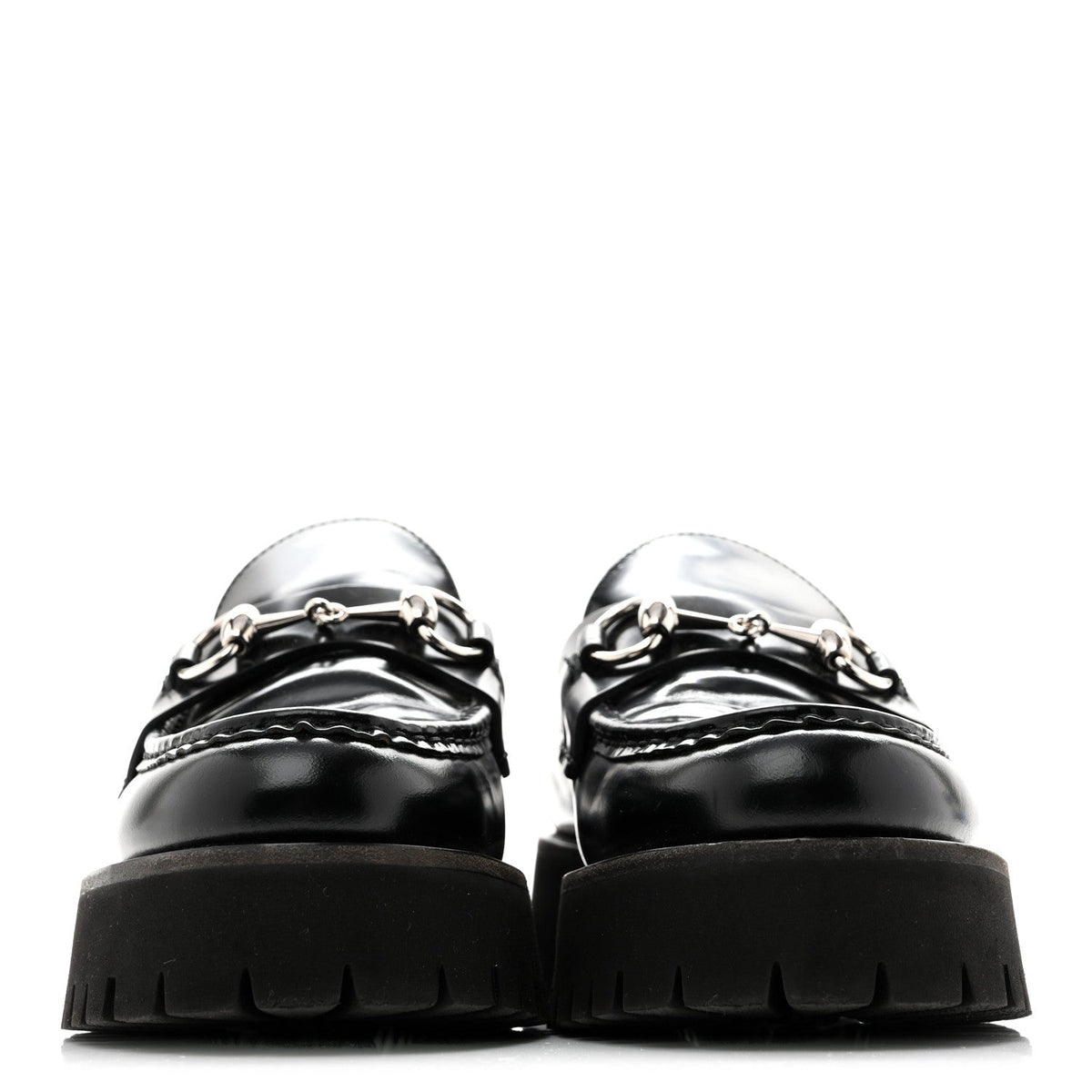 Cordovan Lux Womens Horsebit 45mm Platform Loafers 38.5 Black