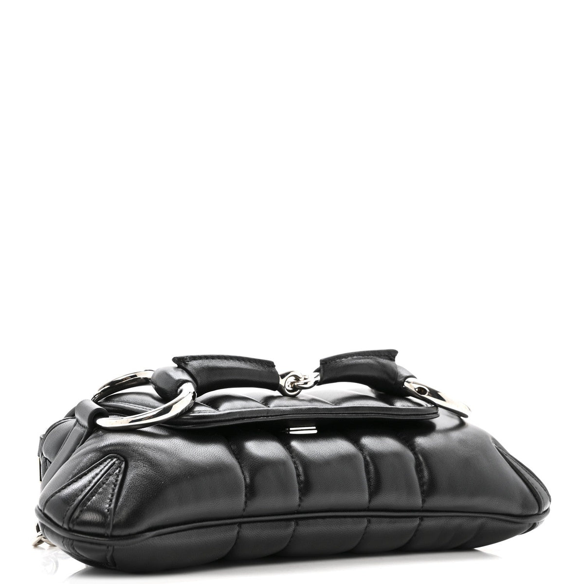Nappa Vertical Matelasse Small Maxi Horsebit Chain Shoulder Bag Black