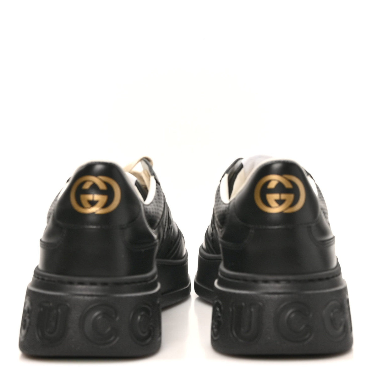 Calfskin GG Tennis Embossed Perforated Mens Interlocking G 55mm Sneakers 11.5 Black