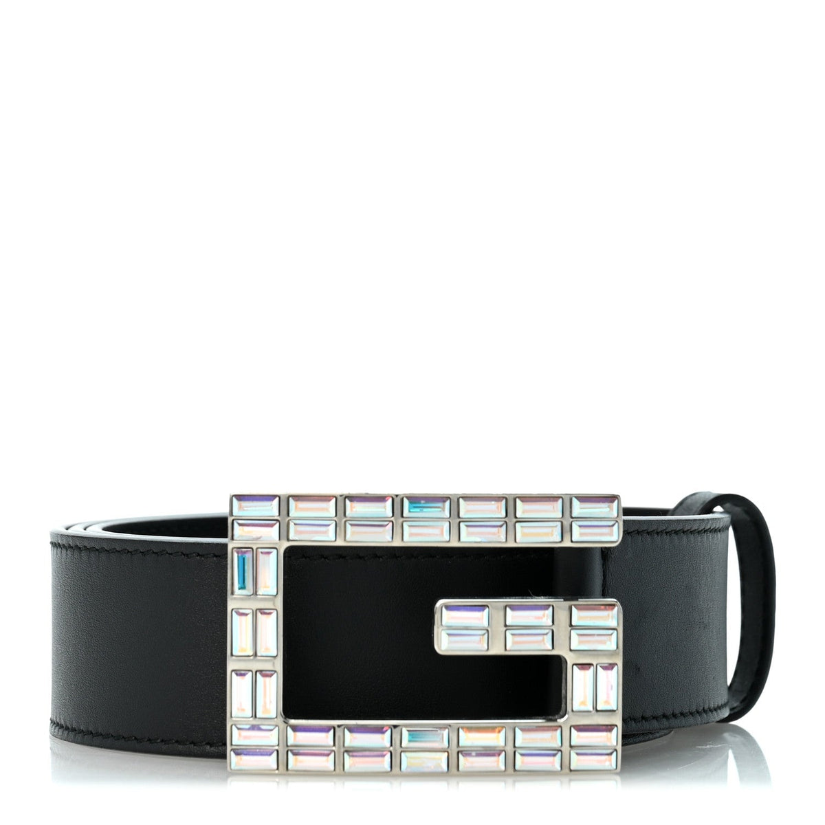 Calfskin Crystal Square G Madelyn Belt 85 34 Black