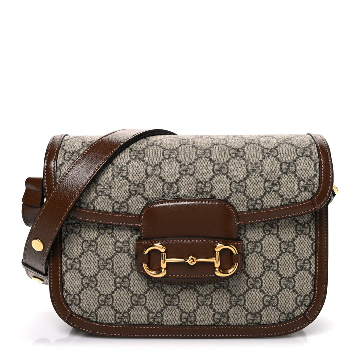 GG Supreme Monogram Horsebit 1955 Shoulder Bag Beige Brown Sugar