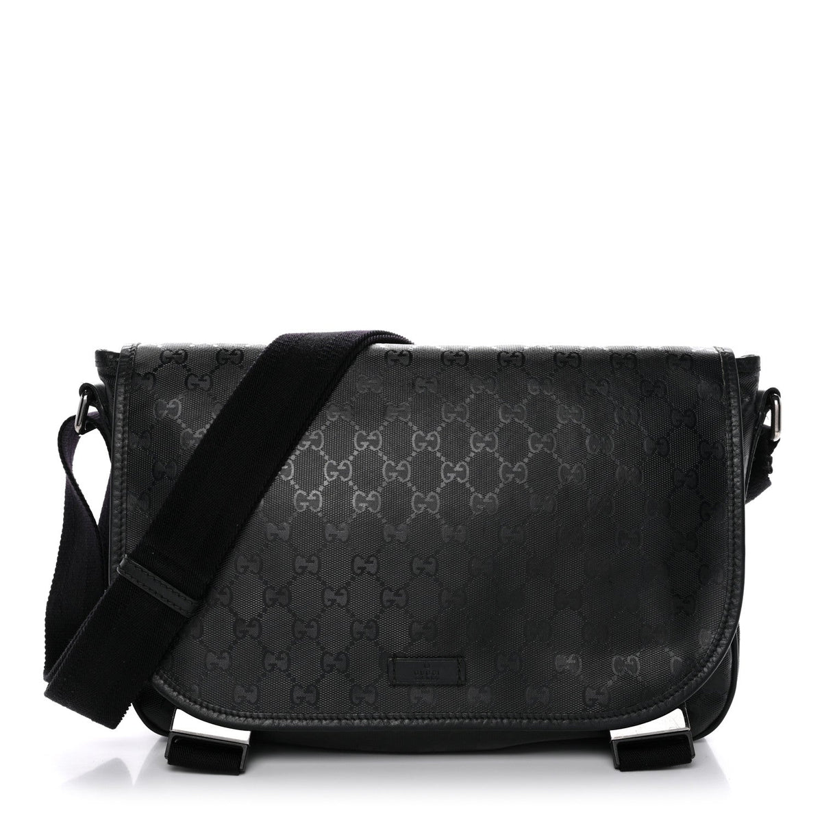 Imprime Monogram Medium Double Buckle Flap Messenger Bag Black