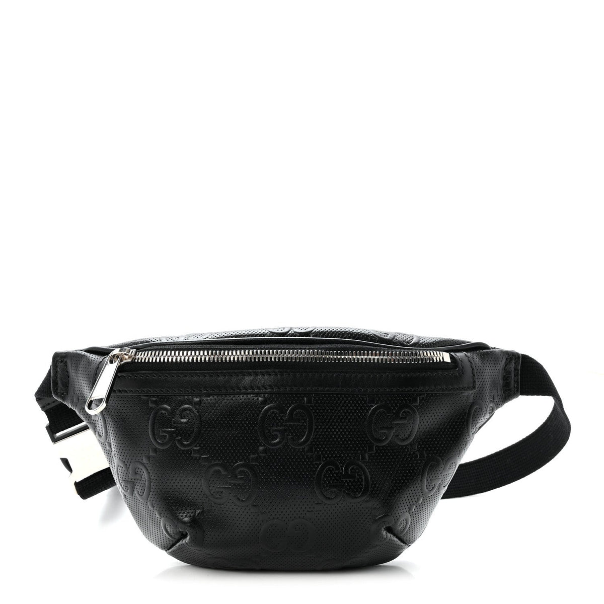 Calfskin GG Tennis Embossed Belt Bag Black