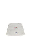 Gucci 8600053HBH7 Logo-Embroidered Cotton Bucket Hat — White