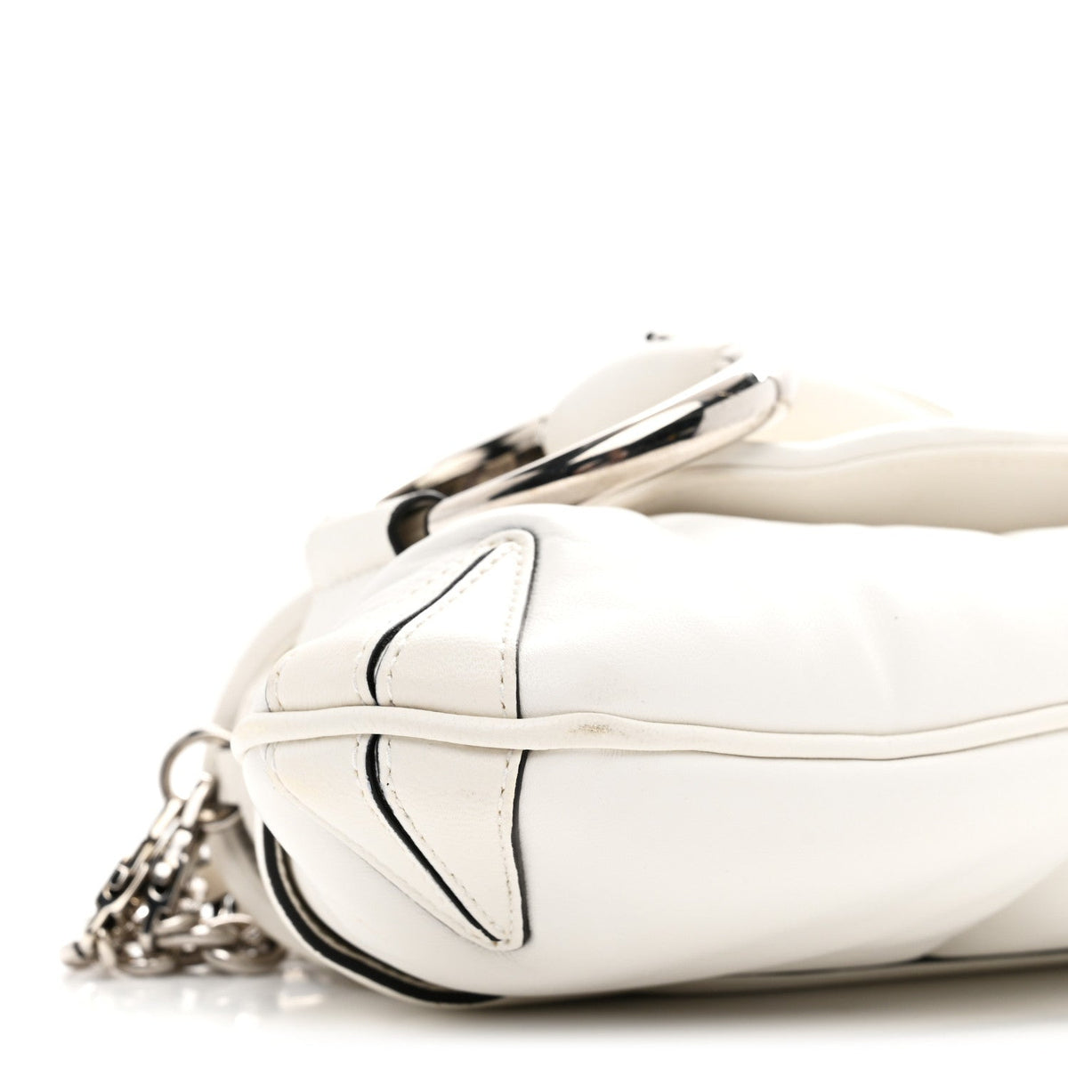 Nappa Vertical Matelasse Medium Maxi Horsebit Chain Shoulder Bag Mystic White