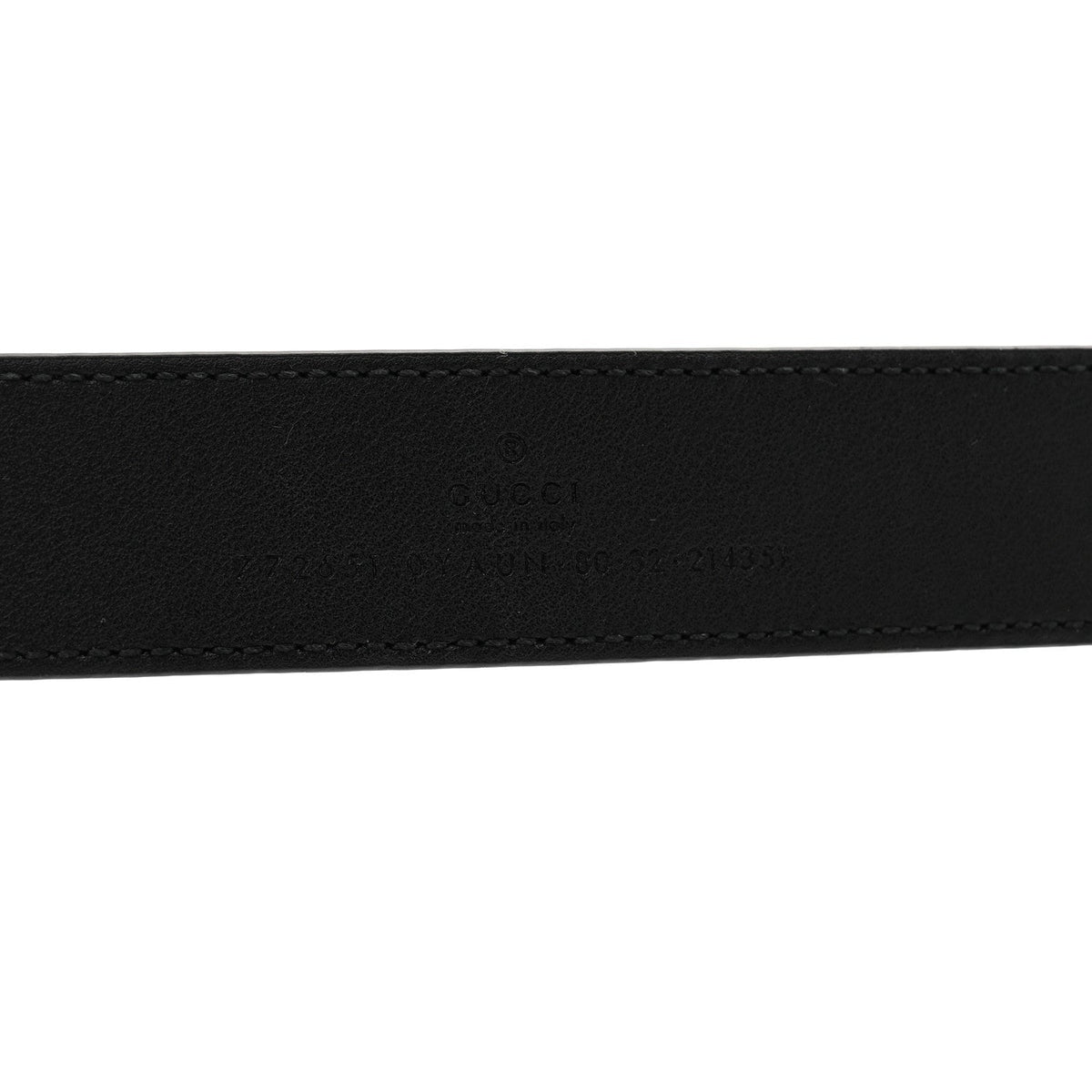 Calfskin Baguette Crystal Double G 30mm Belt 80 32 Black