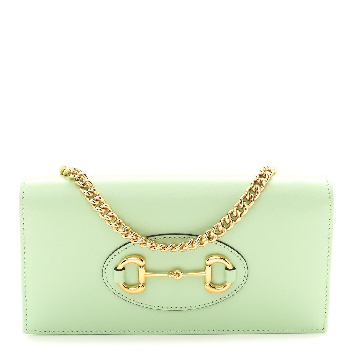 Boarded Plutone Calfskin Horsebit 1955 Wallet On Chain Green