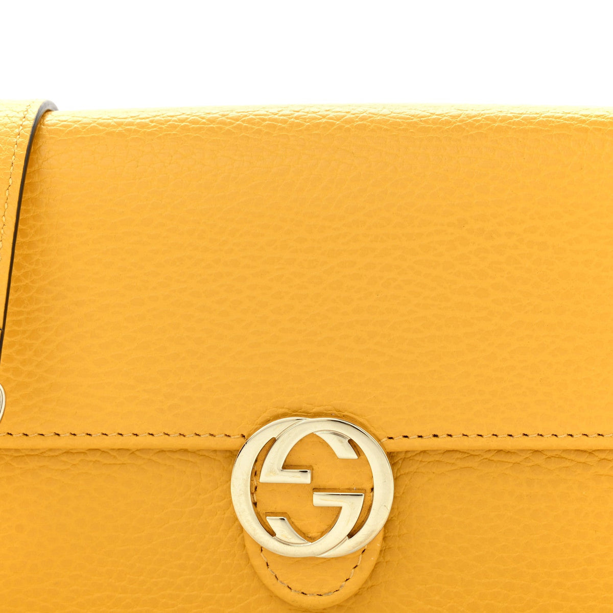 Dollar Calfskin Interlocking G Chain Wallet New Buttercup