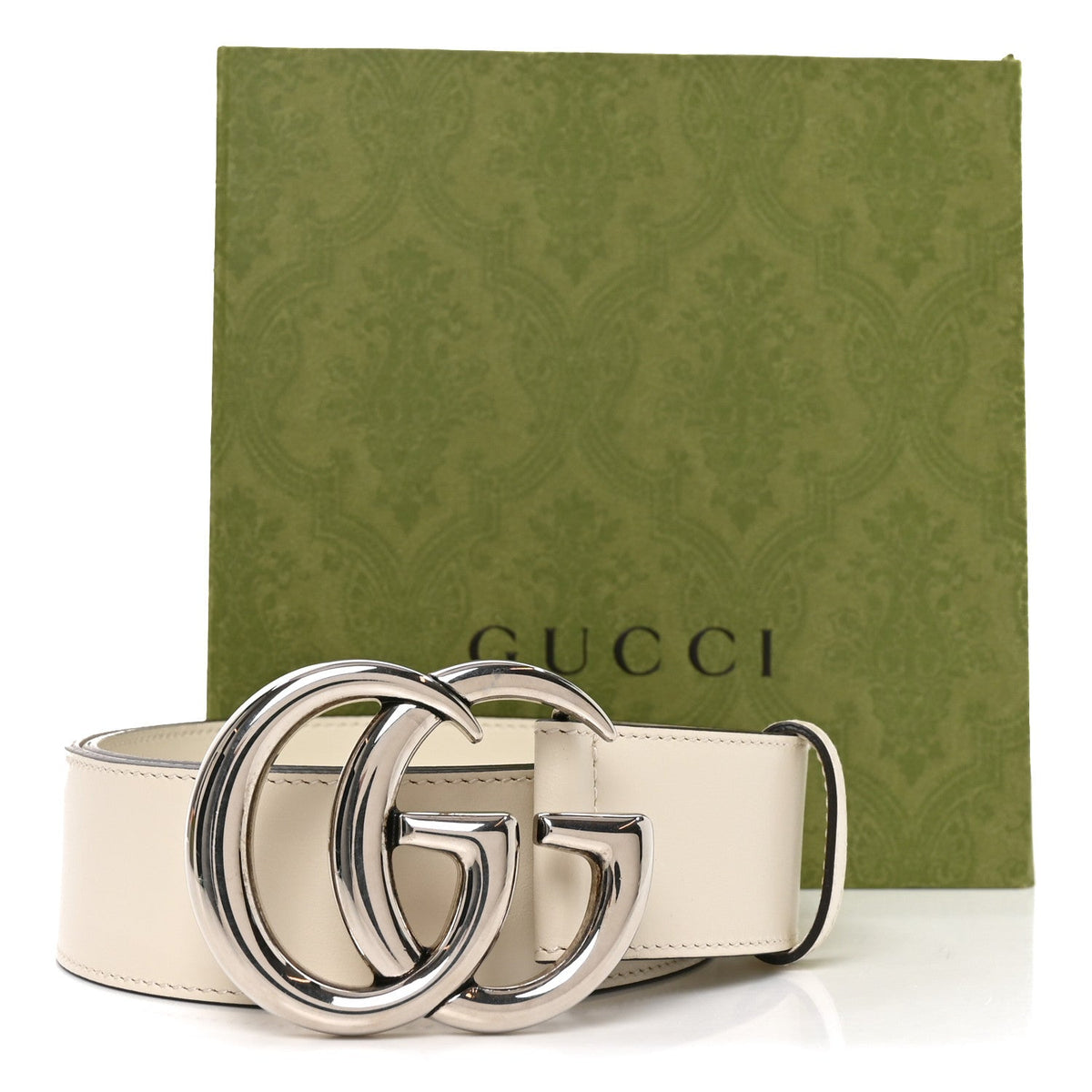 Calfskin Double G 40mm Belt 85 34 Mystic White