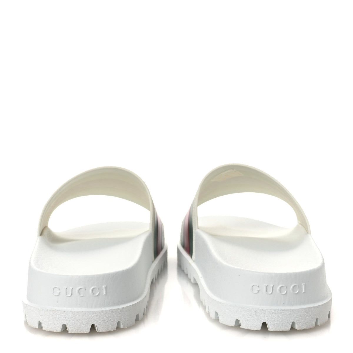 Rubber Web Mens Lug Sole Slide Sandals Great 10 White Green Red