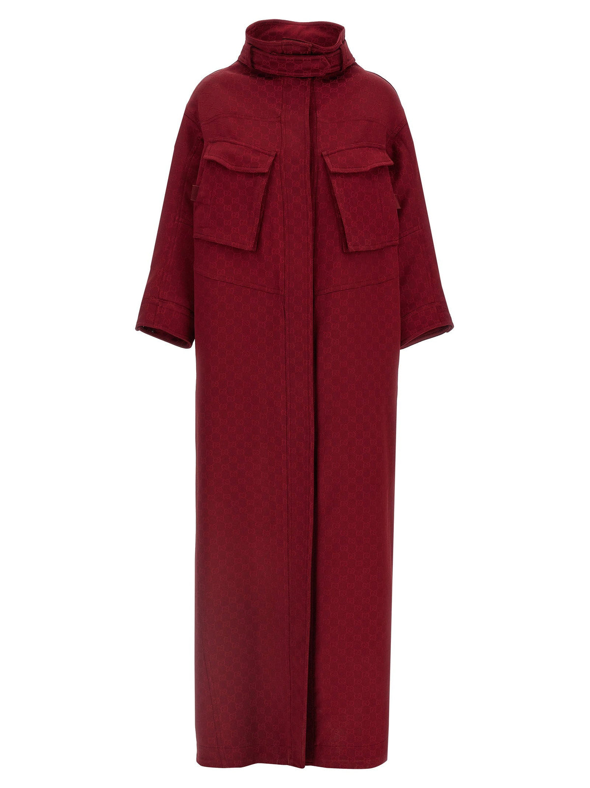 Gucci GG Jacquard Coat — Burgundy
