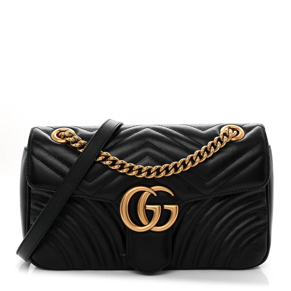 Calfskin Matelasse Small GG Marmont Shoulder Bag Black