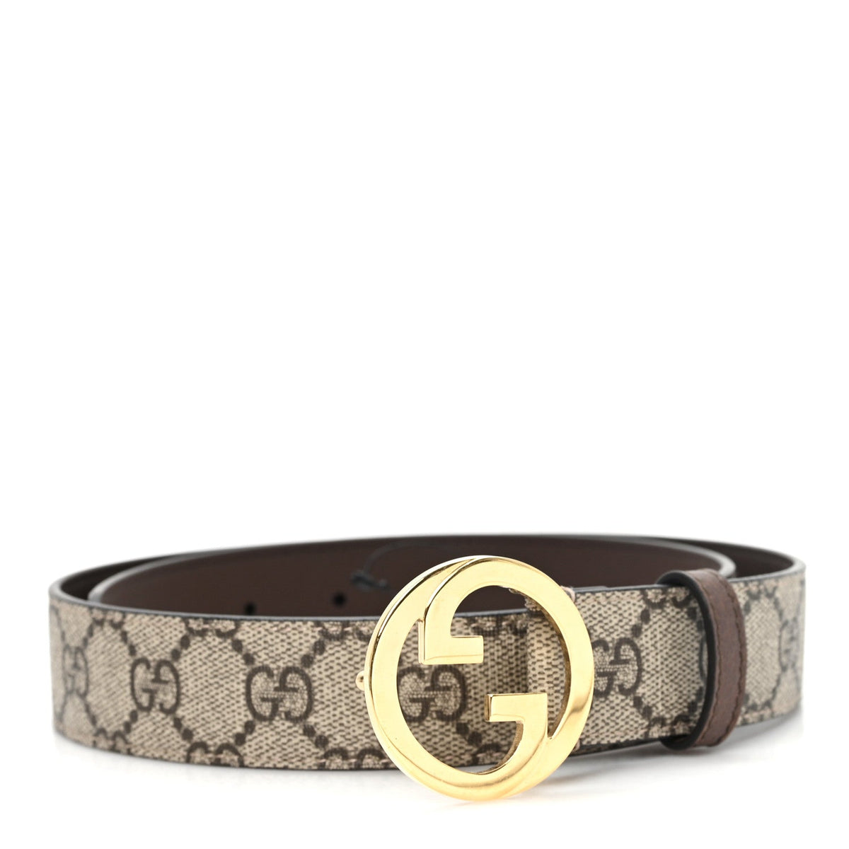 GG Supreme Monogram Textured Dollar Calfskin Blondie 30mm Belt 75 30 Beige Ebony New Acero