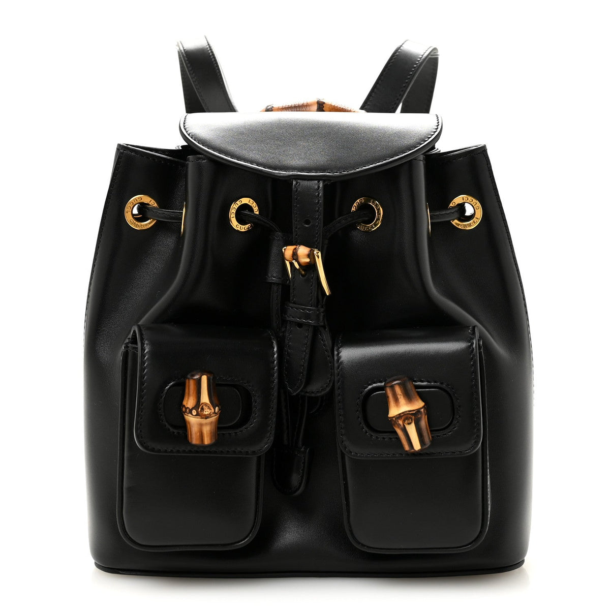 Calfskin Bamboo Backpack Black