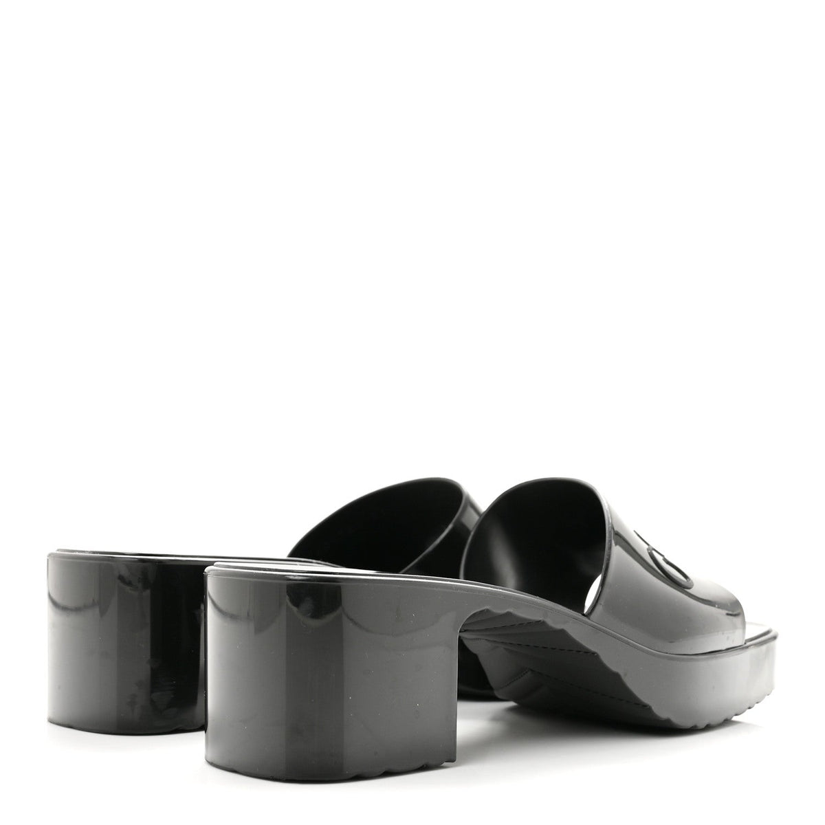 Rubber Gucci Logo Womens Platform 20/60mm Slide Sandals 38 Black