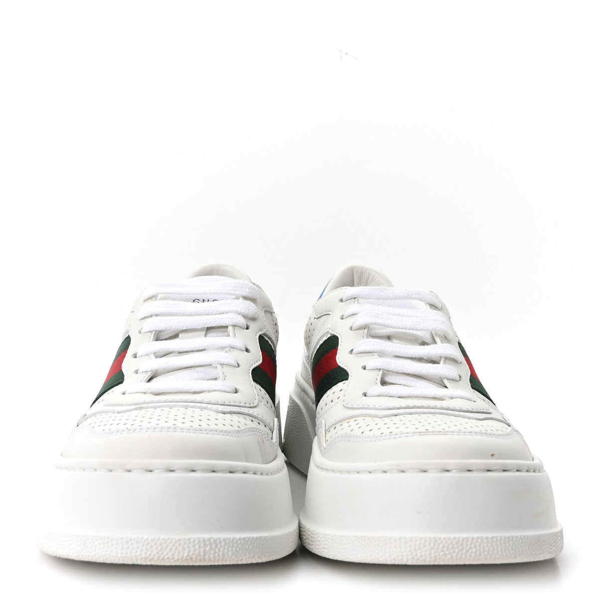 Calfskin Web Perforated Womens Platform 55mm Sneakers 37.5 White Bright Splash