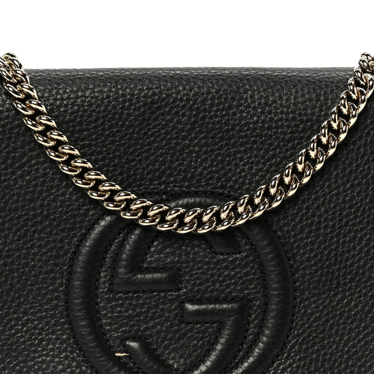 Pebbled Calfskin Medium Soho Flap Crossbody Black