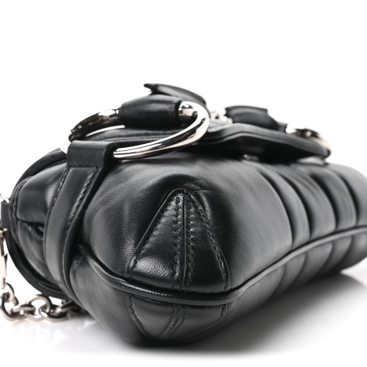 Nappa Vertical Matelasse Small Maxi Horsebit Chain Shoulder Bag Black