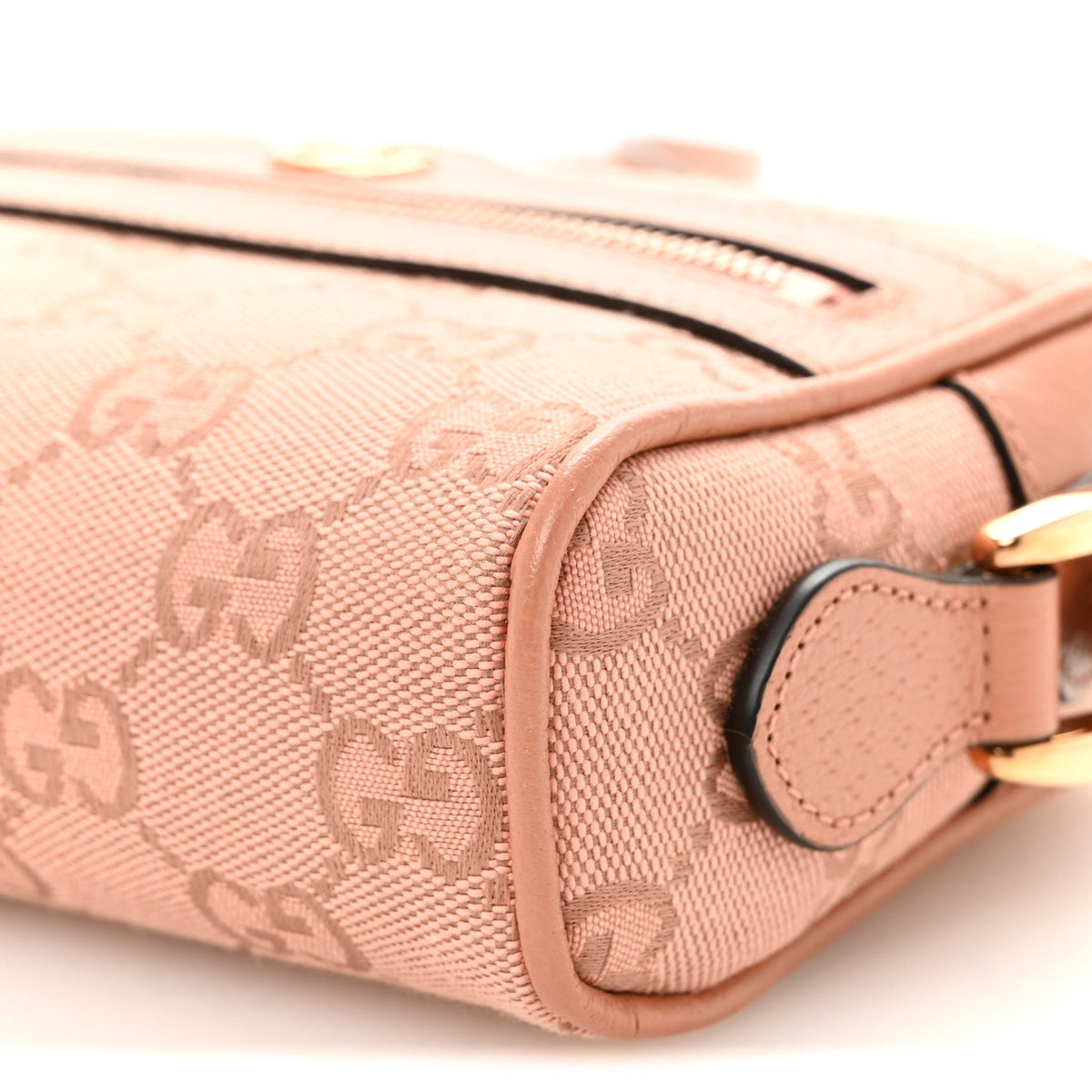 Monogram Textured Dollar Calfskin Mini Ophidia Shoulder Bag Cloche Rose Pink